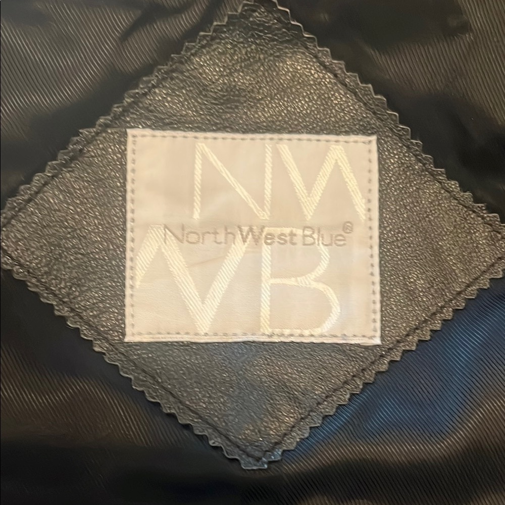 Northwest Blue Black Leather Jacket Sleek Design - Picture 2 of 4